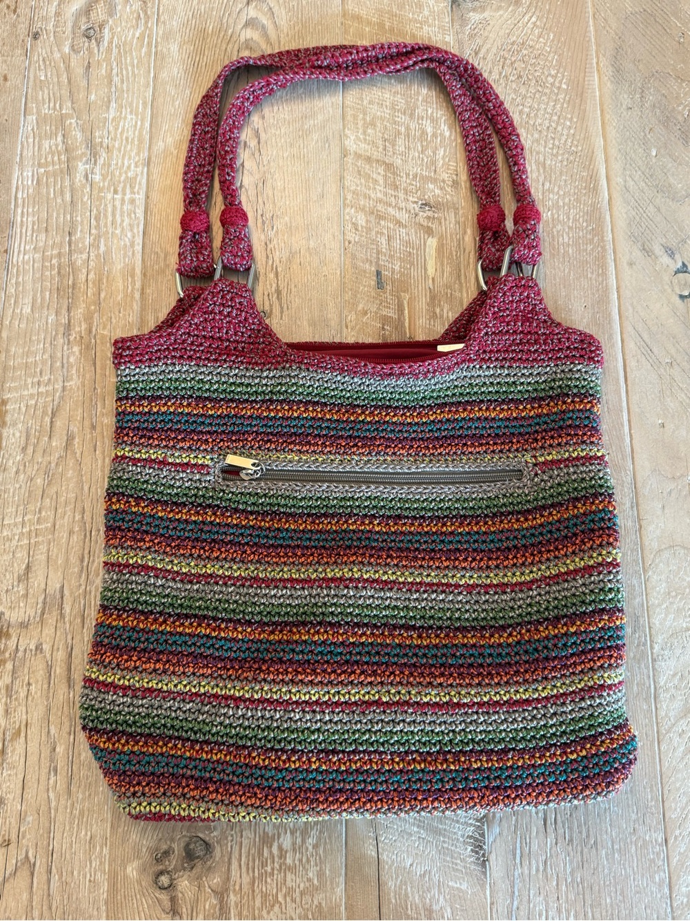 The SAK Handwoven Multicolor Stripe Tote Bag - Red Accent